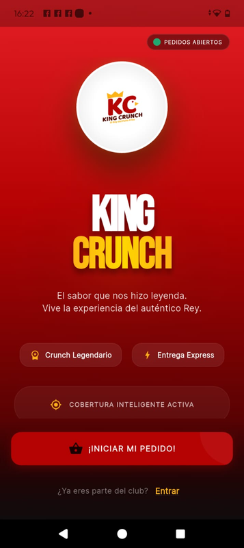 Aplicación y panel de King Crunch