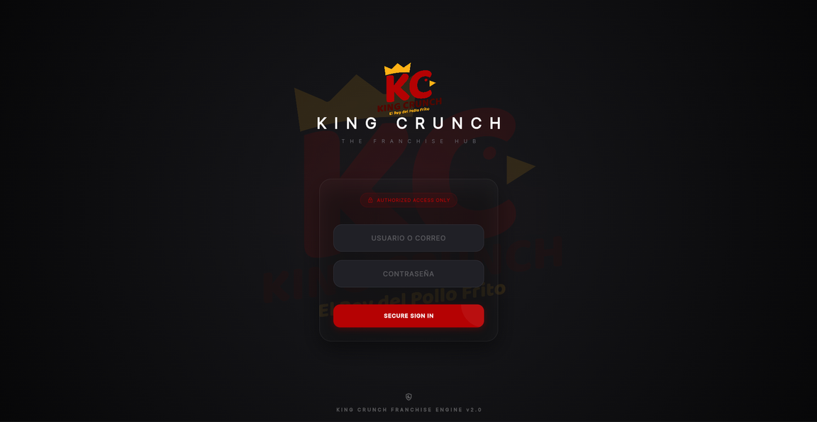 Aplicación y panel de King Crunch